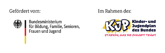 Förderlogo BMBFSFJ und Wort-Bild-Marke KJP